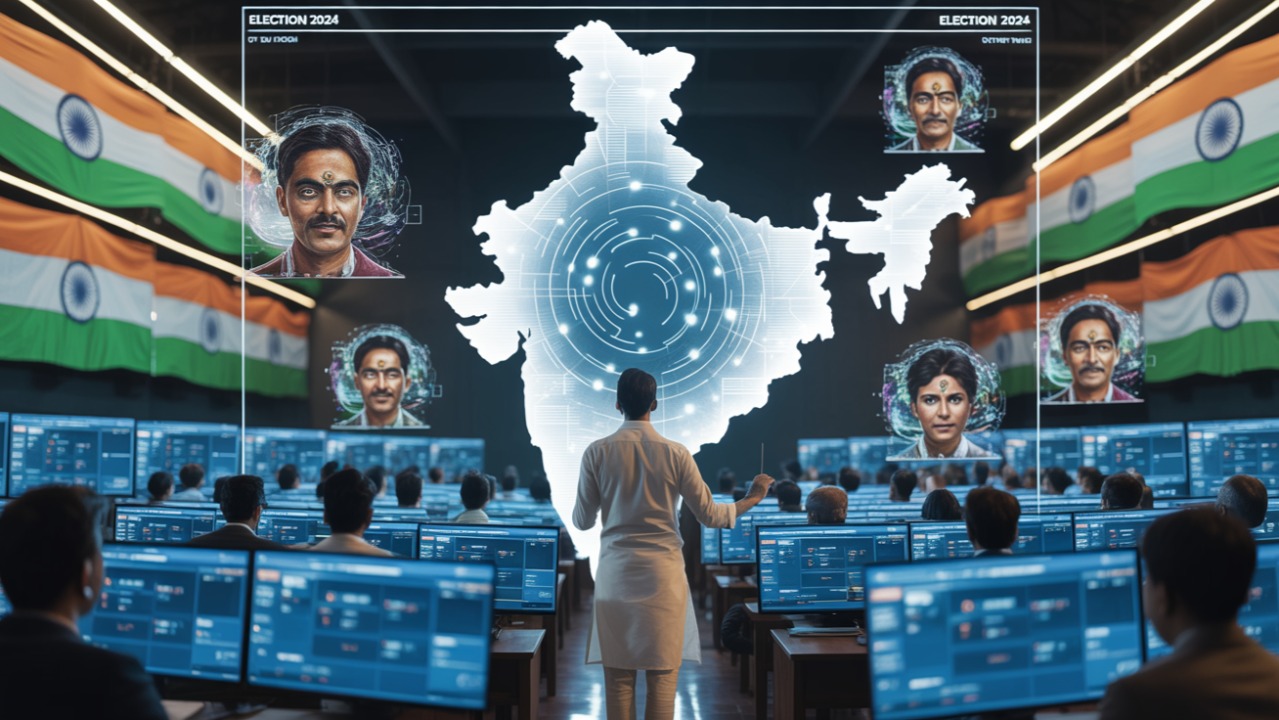AI content studios generating personalized ads and video messages for voters.