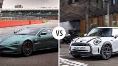 Aston Martin and Mini Cooper luxury cars showcased in India, expected to become cheaper with India-UK FTA.