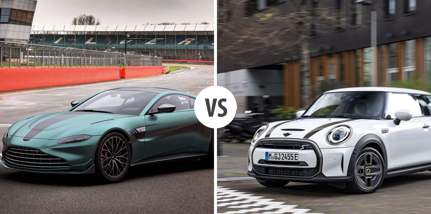 Aston Martin and Mini Cooper luxury cars showcased in India, expected to become cheaper with India-UK FTA.