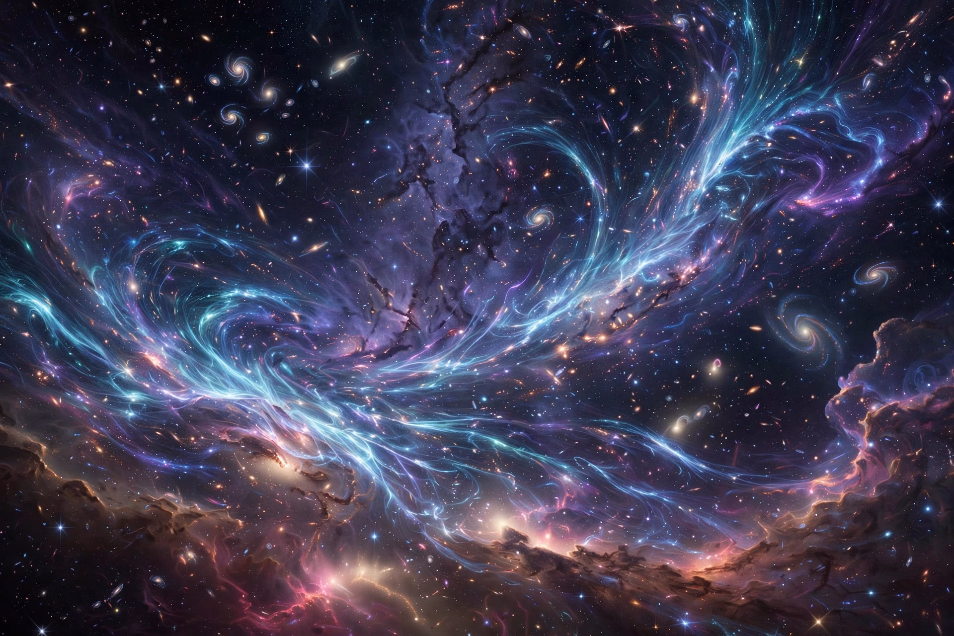 Distant galaxies and cosmic rays swirling in deep space
