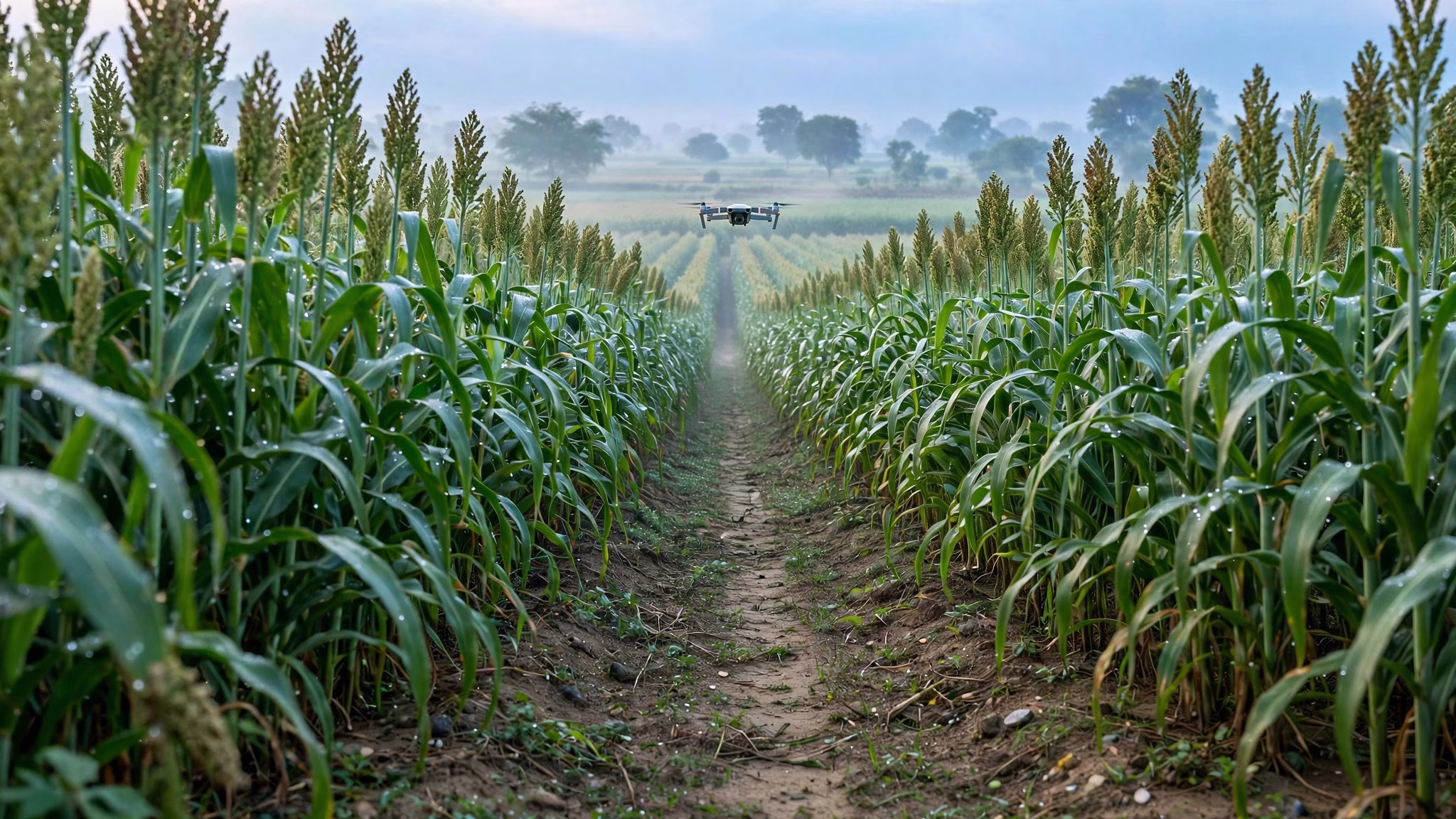 Jowar sorghum crop field in India representing the new genetic atlas project