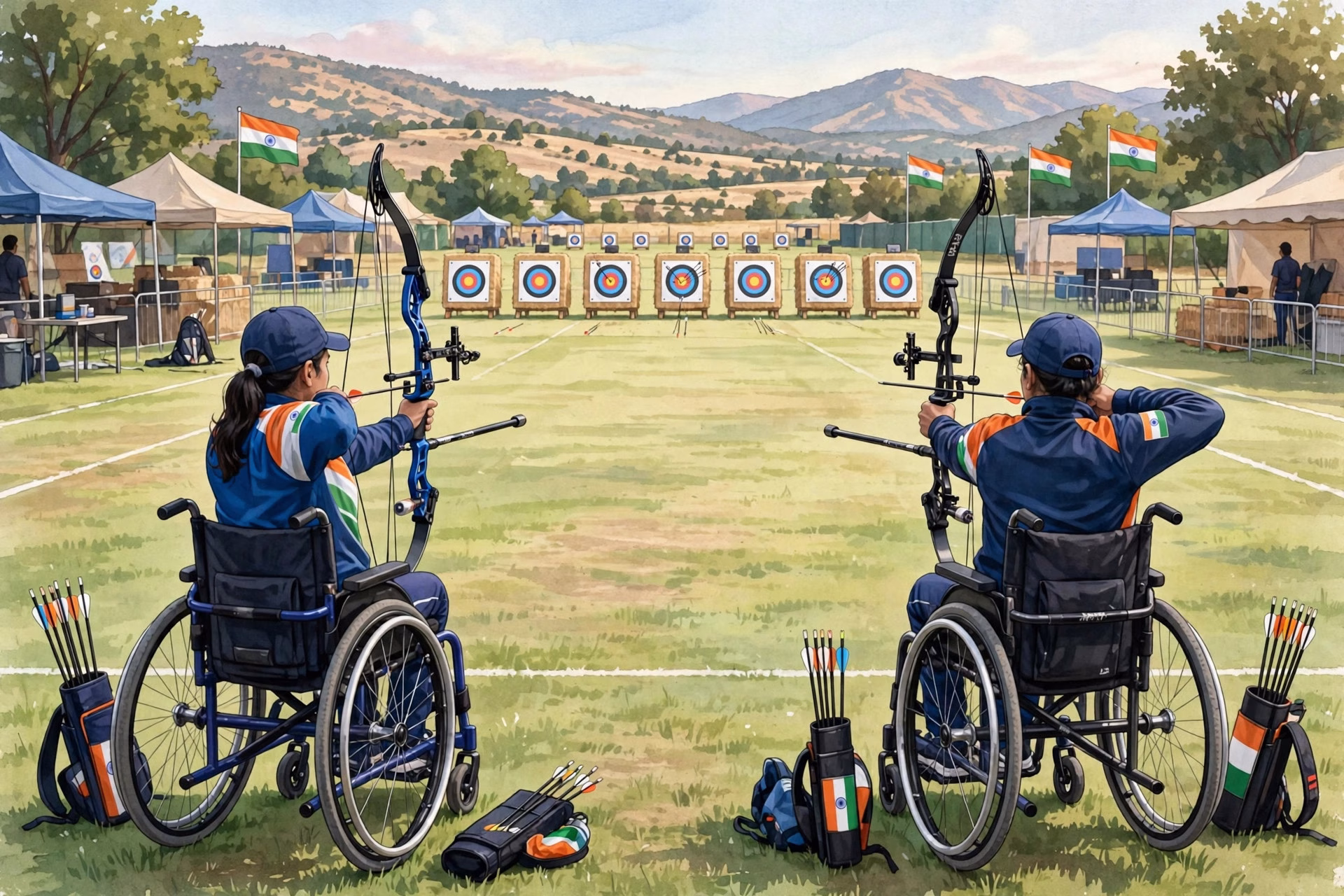 Indian para archers Sheetal Devi and Swati Chaudhary preparing for gold medal matches
