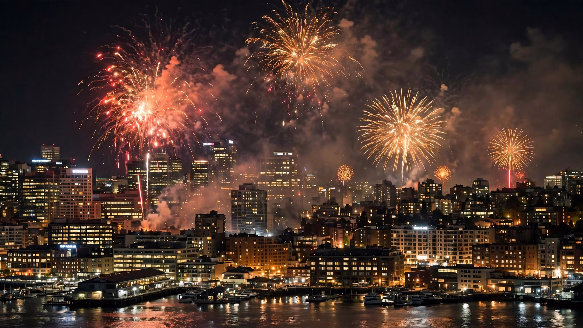Firecrackers being burst during the festive season in Mumbai at night