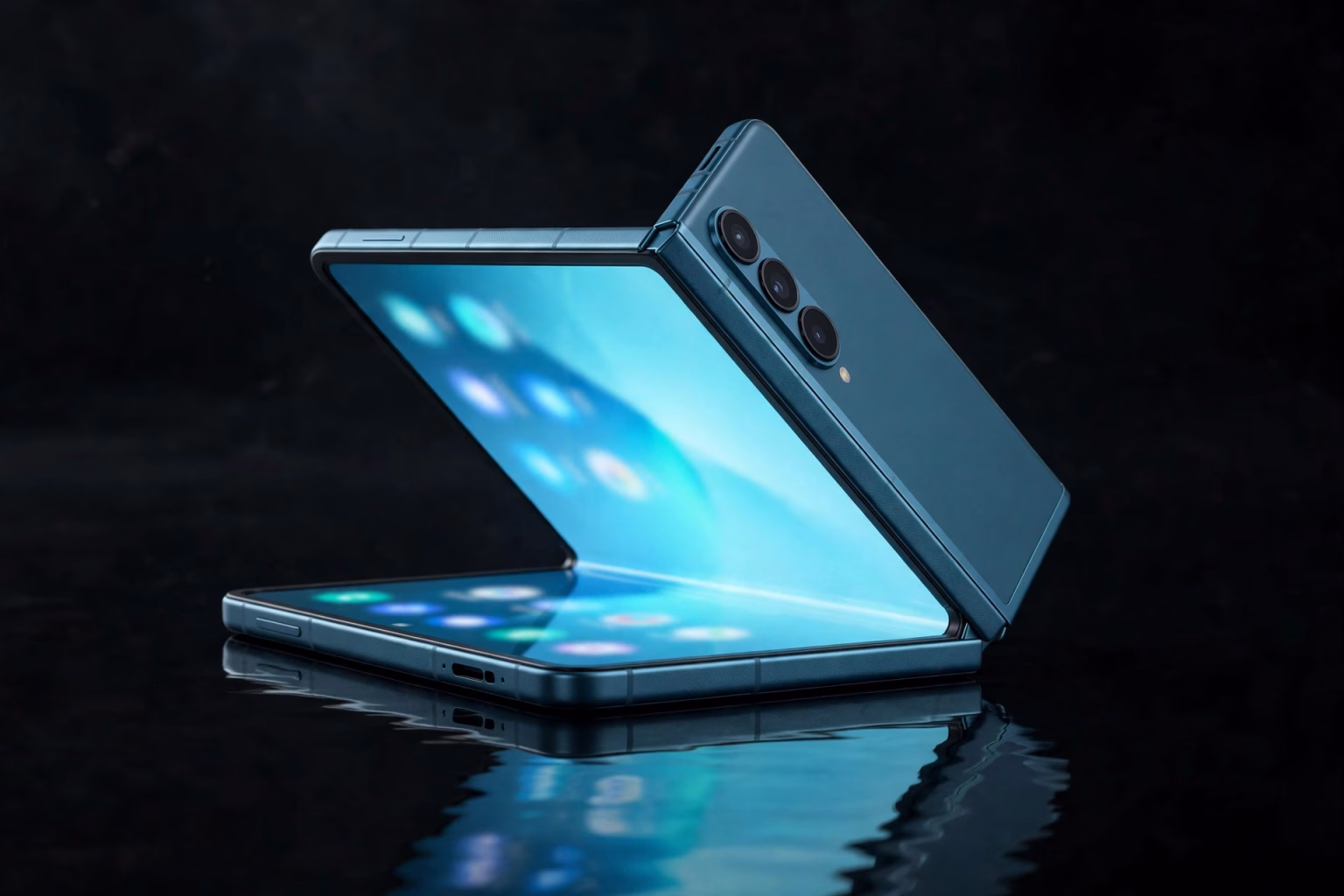 Vivo X Fold6 India Launch Today: Event Time, Expected Price and Everything We Know Foldable smartphone half-open showing its large flexible display in a blue finish