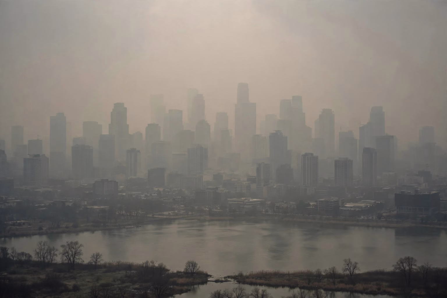 “Shocking”: Bombay High Court Raps BMC, Police as Mumbai’s Smog Overtakes Delhi Thick smog enveloping Mumbai's skyline with high-rise buildings barely visible