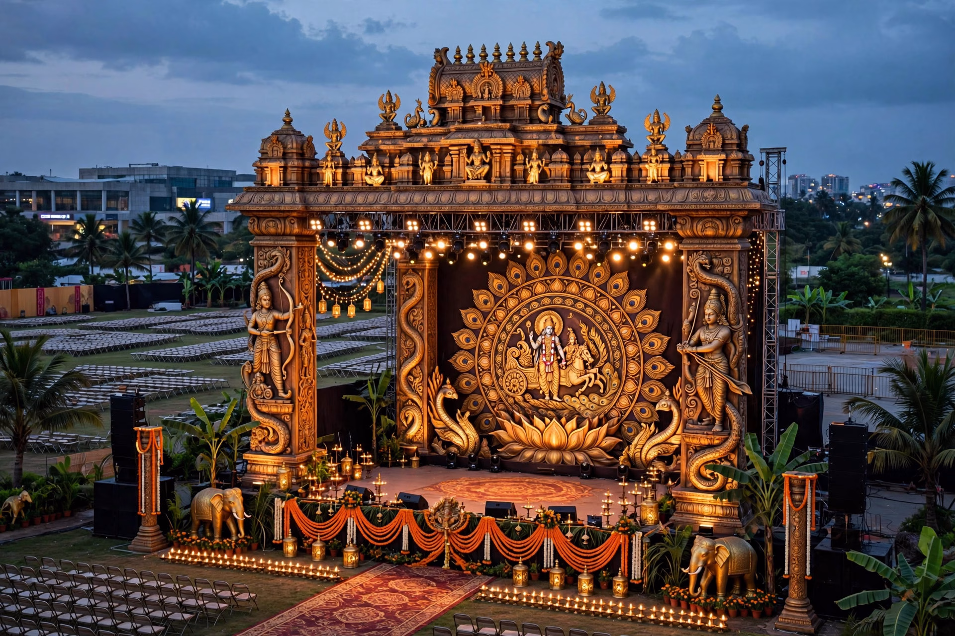 Grand stage setup of the Ramayana musical event and album launch in Chennai