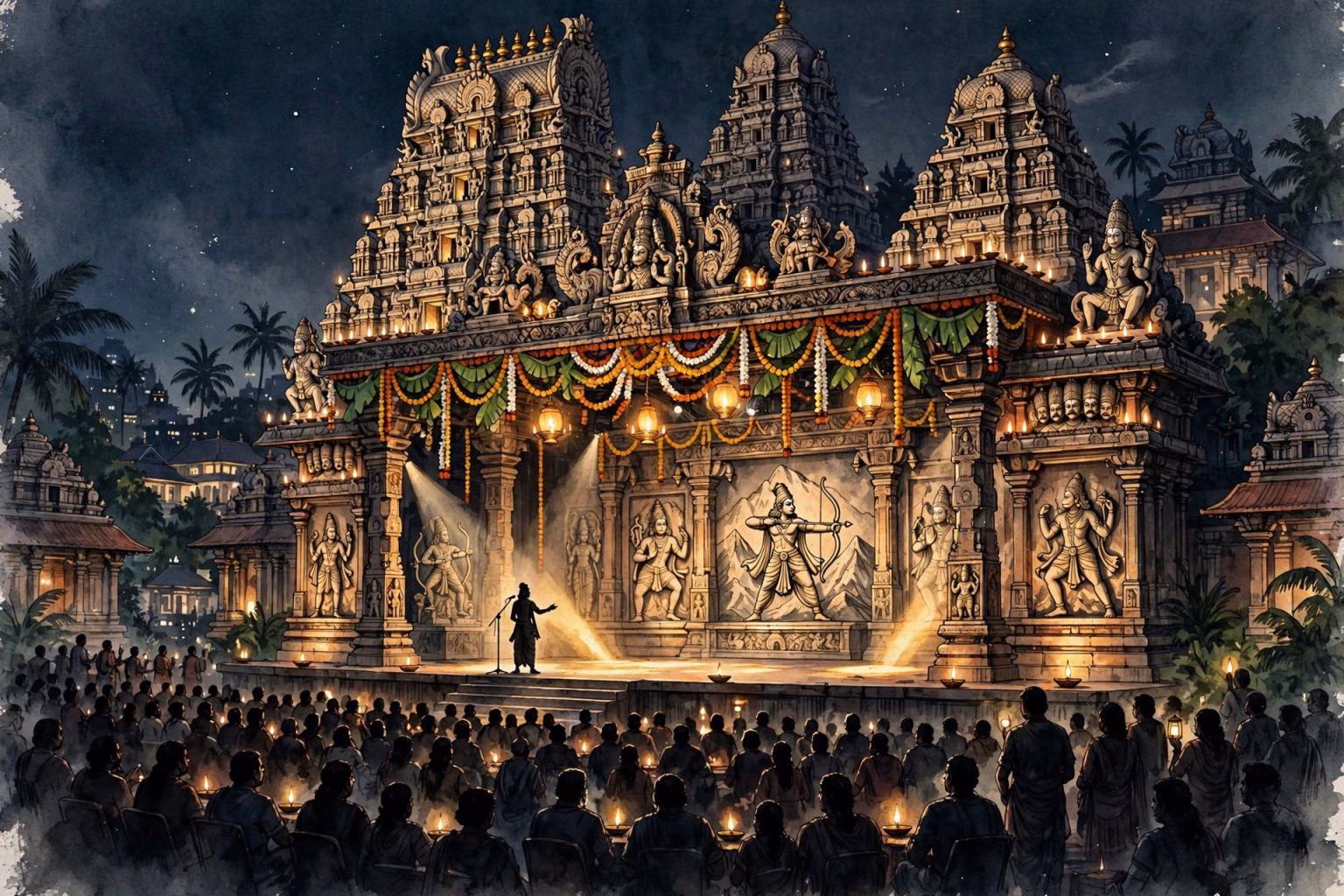 Ranbir Kapoor addressing the audience on stage at the Ramayana musical event in Chennai