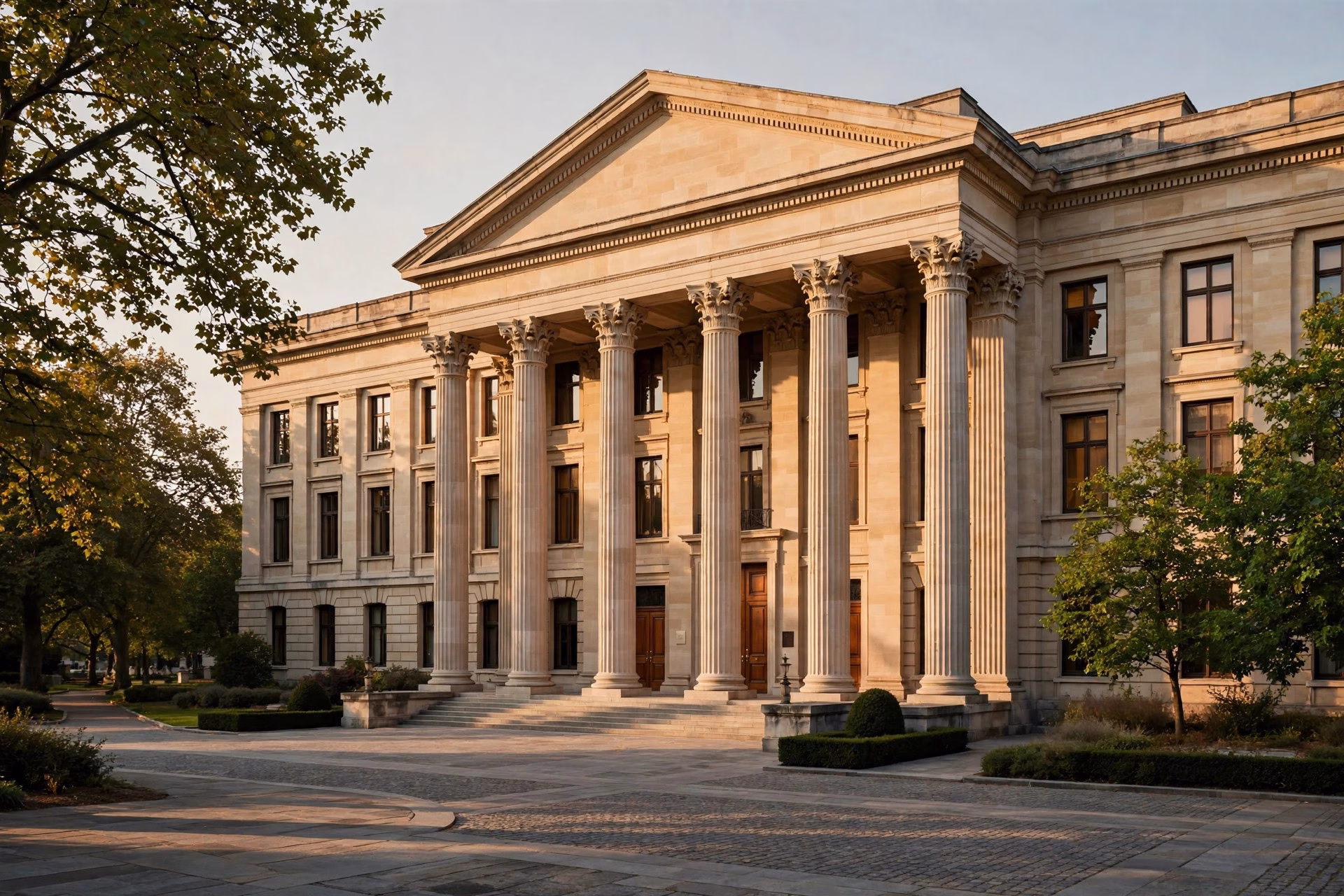 Government ministry building facade representing diplomatic offices