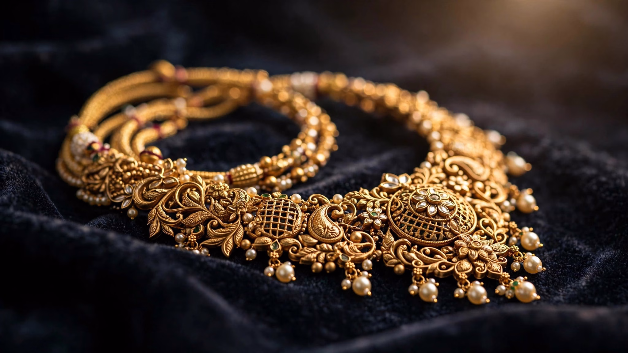 Editorial illustration of a gold jewellery showroom display during the festive season in India
