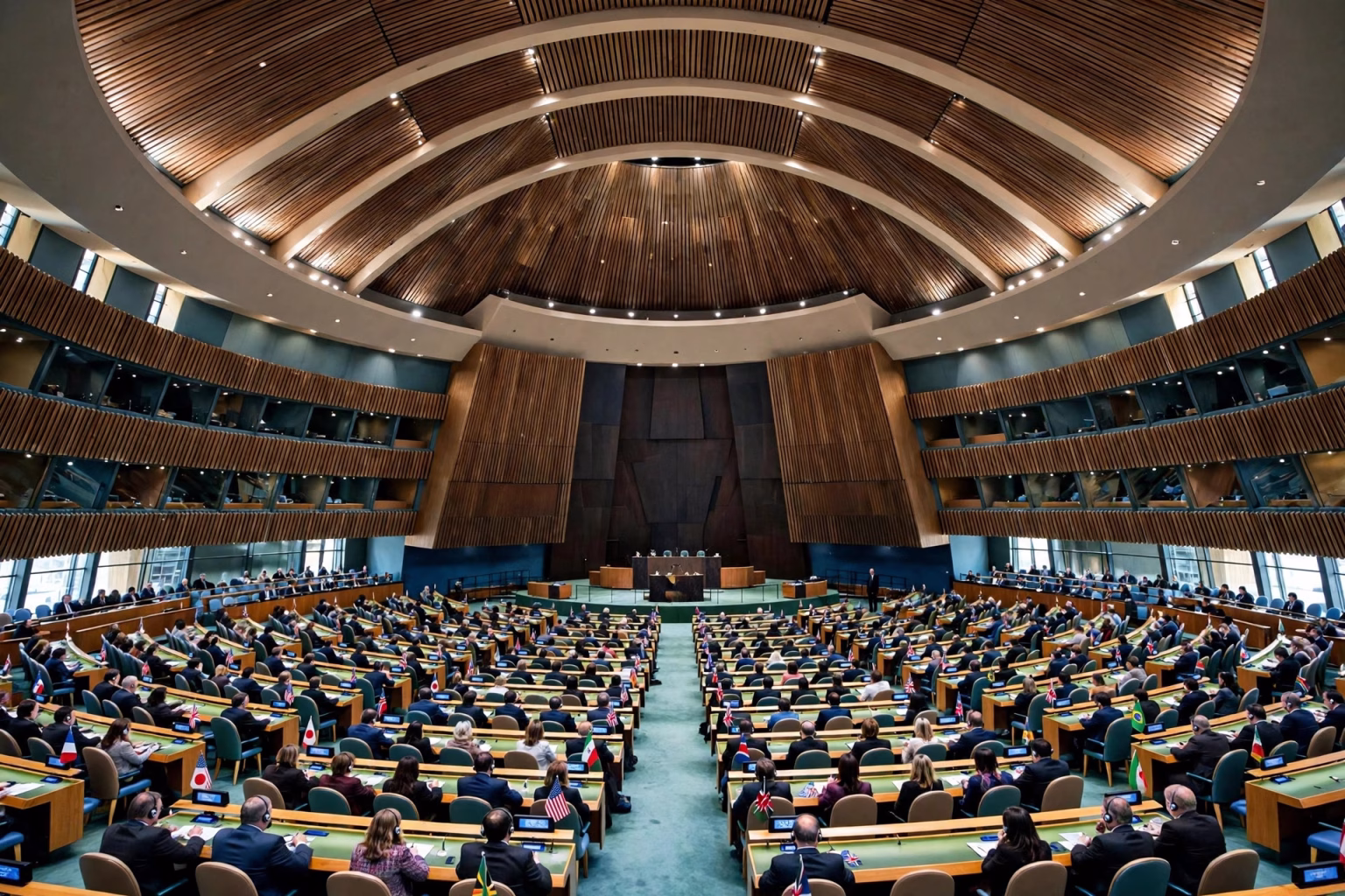 United Nations General Assembly hall in New York during a session