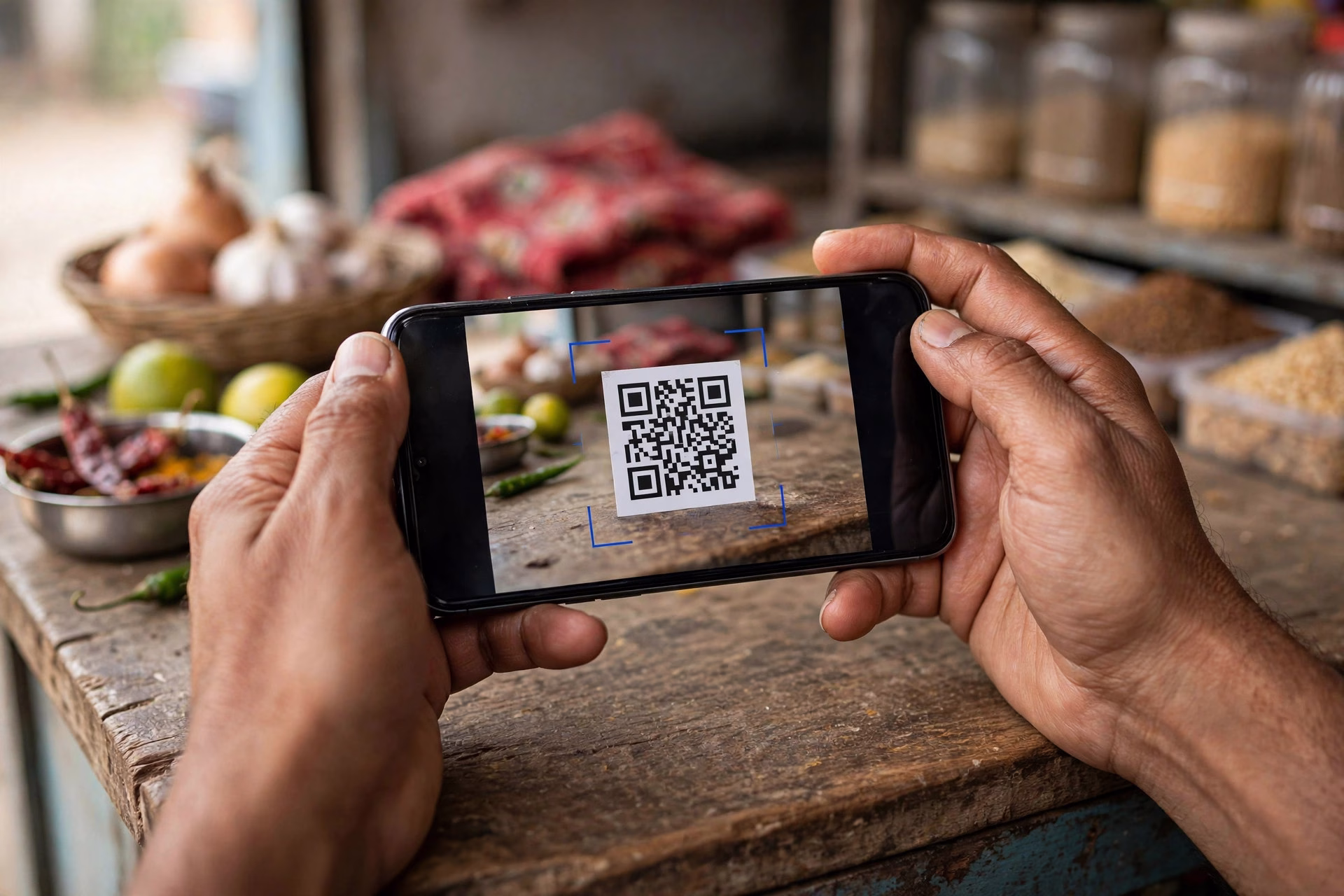 QR code payment at a merchant outlet during festive season