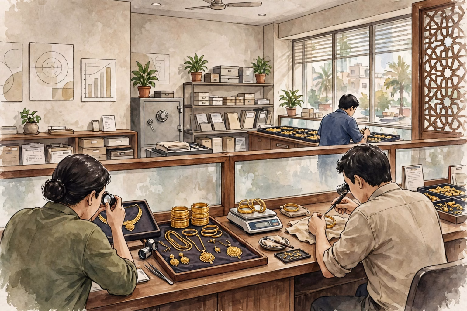 Gold Loan Boom Flashes Red: Bajaj Finance, Piramal Flag Early Repayment Stress Gold jewellery being evaluated for a loan at an Indian NBFC branch counter