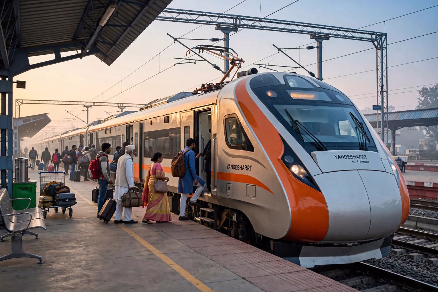 Bengaluru–Mumbai Vande Bharat Sleeper Set for October Launch: Route, Timings, What’s Special Bengaluru Mumbai Vande Bharat Sleeper train at a railway platform