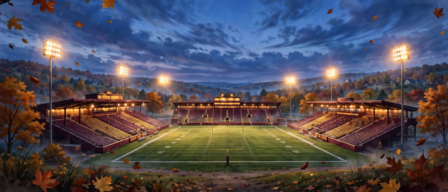 Central High School Football Schedule 2026: Capitol Heights Falcons’ Season Guide Mid-Atlantic high school football stadium on an autumn evening under floodlights.